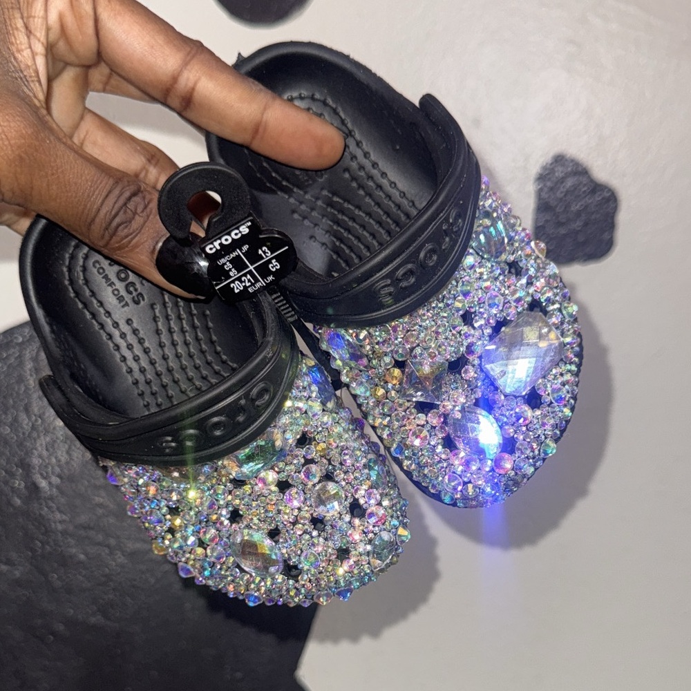 Bedazzled Swarovski Crocs Kids Black Shoes